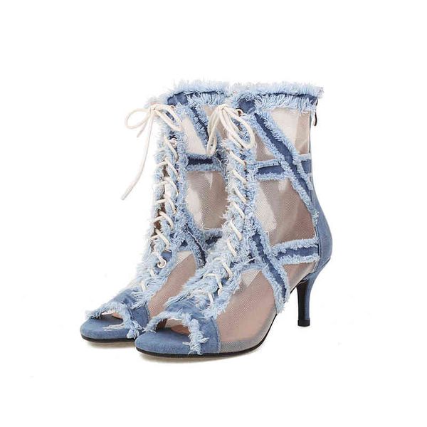 

fashion high heel women's shoes round head thin heel large open toe summer cool boots, Black