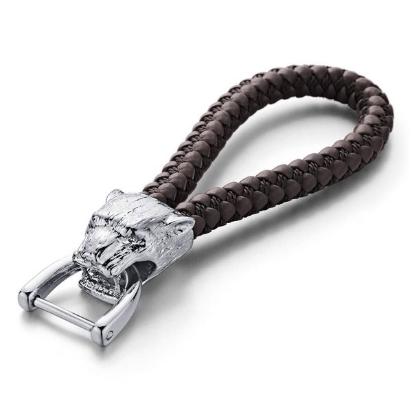 

dalaful new high grade men key chain leopard woven leather rope keychains gift for car women detachable key rings holder k357 h jllnto, Red;blue