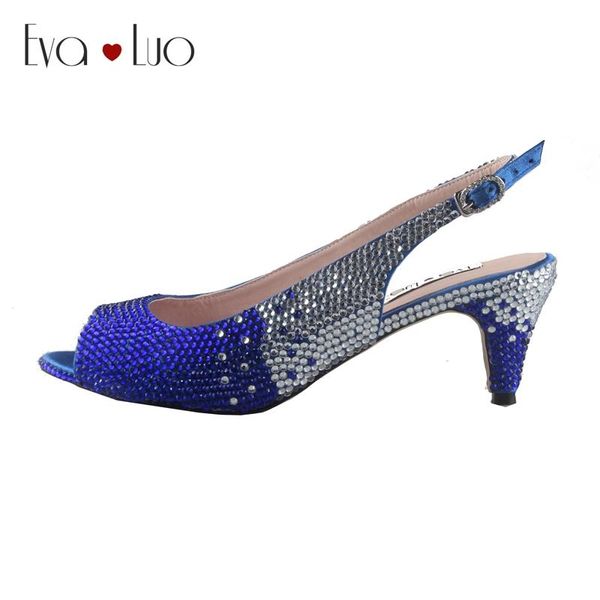 

chs763 dhl custom handmade royal blue crystal slingbacks dress pumps big size low heel women shoes bridal wedding shoes, Black