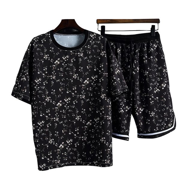 

2021 new plus size summer workouts men's sport jogger training tshirts + shorts 5xl ad1o, Gray