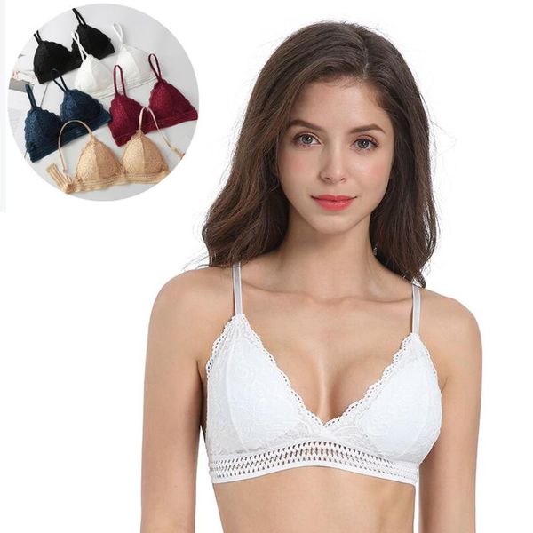 

bras seamless lace for women bralette wireless padded intimates push up female underwear lingerie triangle thin cup brassie, Red;black
