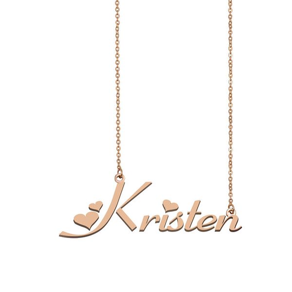 

Kristen Name Necklace Custom Nameplate Pendant for Women Girls Birthday Gift Kids Best Friends Jewelry 18k Gold Plated Stainless Steel, Silver