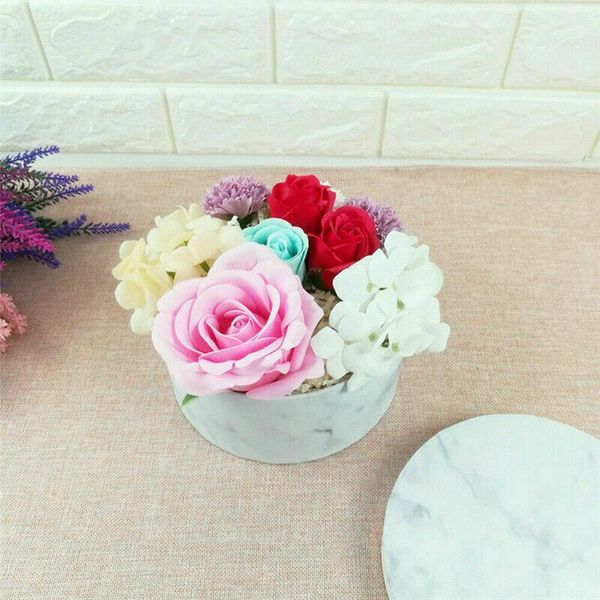 

3 pcs florist flowers gifts box marble pattern round packing case for wedding party dsd666
