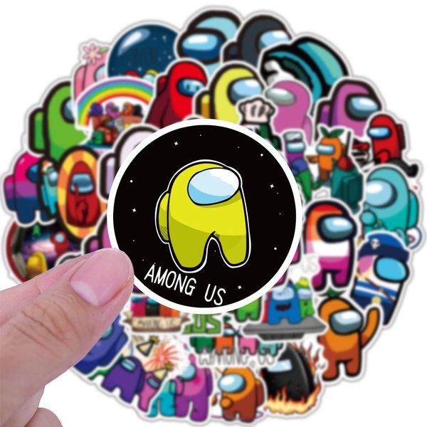 

50pcs/set cartoons among us stickers game anime stikers skateboard guitar lapbicycle car kawaii kids waterproof stikers toys
