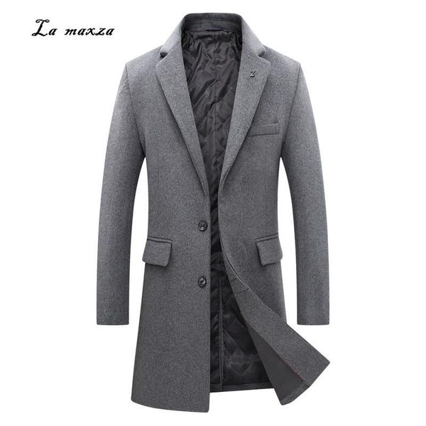 

winter new fashion me coat 2020 smart casual pockets slim woolen cashmere coat plus size 3xl, Black