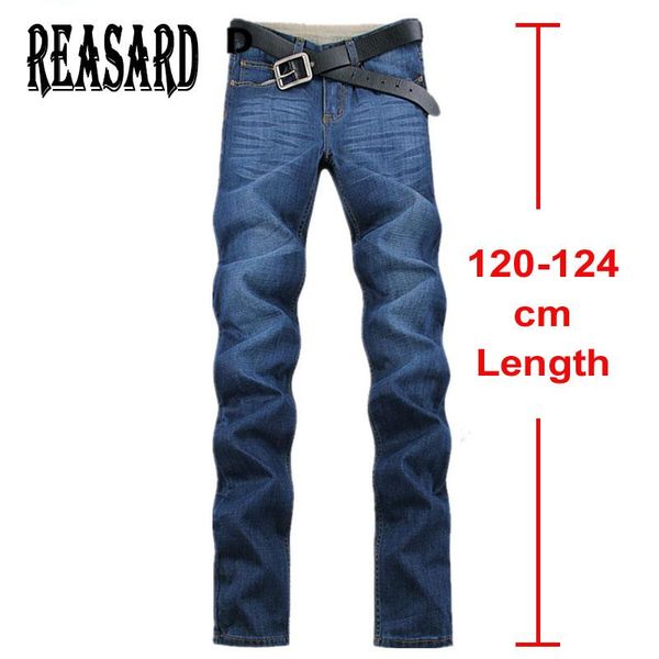 

tall mens120cm extra long jeans men plus size 28-40 42 44 mens cotton denim 2021 new autum winter straight classic jeans, Blue