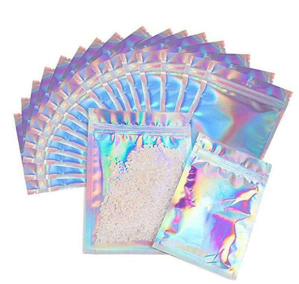 

pieces multiple lock food candy zip size holographic d0502 color clear bags 100 storage smell mylar bags resealable packing proof wmtdf