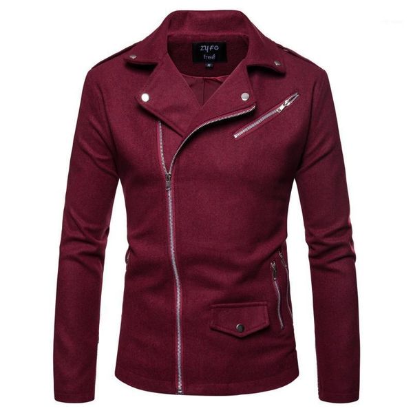 

mens autumn and winter new style color fold-down collar overcoat korean-style cool cable-stayed england slim fit1, Black