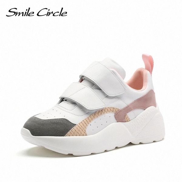 

smile circle sneakers women flat platform shoes spring fashion casual thick bottom chunky sneakers ladies shoes white pink #zg4v, Black;white