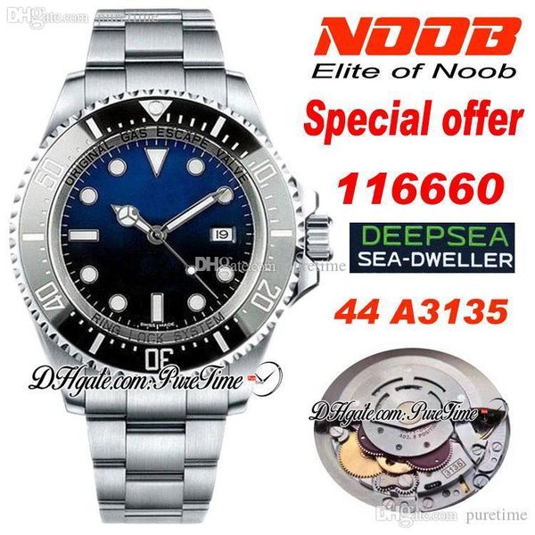 

new elite version sea deweller sa3135 autoamtic ceramic bezel d-blue dial mens watch 44 james cameron stainless steel bracelet puretime, Slivery;brown