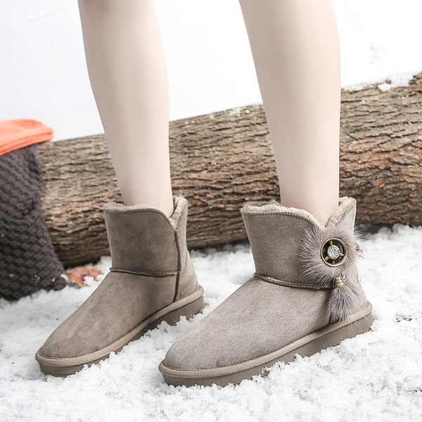 

women boots faux fur brand winter shoes warm black round toe casual plus size female warm plush snow boots new arrival