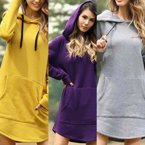 

aa25y 2020 new large size women's sweater solid color long sleeve hooded loose sweater clothing women's clothing hrosv, Black