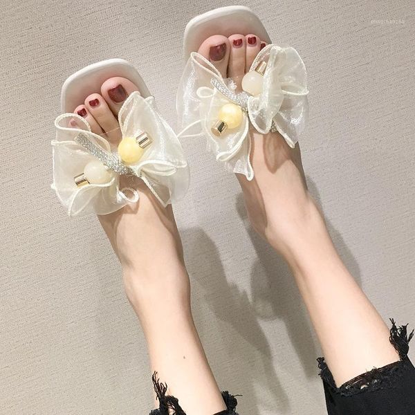 

slippers sweet bow clear heels women pvc transparent heel sandals slides summer black beige high women1