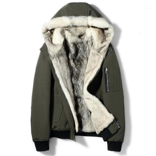 

real fur coat men's winter jacket real wolf fur parka men short jackets streetwear warm parkas plus size veste t-11-qf-01 y18921, Black