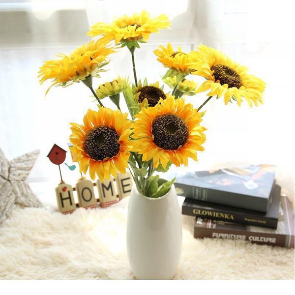 

7pcs/lot 30cm artificial sunflowers bouquet for home wedding garden decor living room party table window decor gifts f jllloq