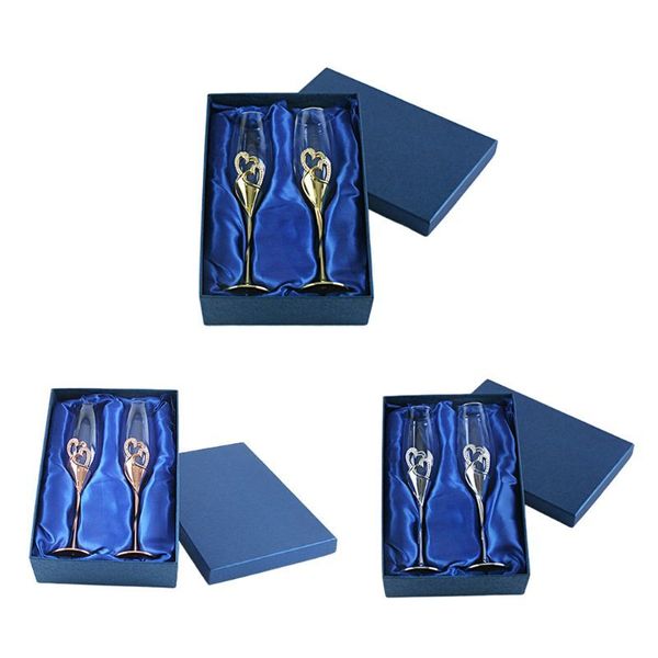 

champagne toasting flutes wedding accessories, gold hearts, set of 2 new q1222