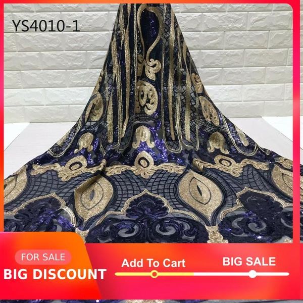 

guangzhou factory wholesale new style royal blue mix gold african sequin lace fabric for women evening party dress, Pink;blue
