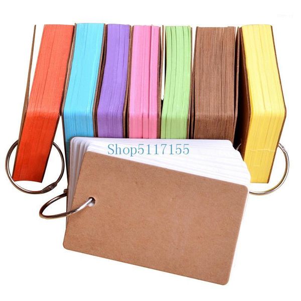 

200 piece binder ring easy flip flash cards study cards, 50 unruled blank white pages 8 color choose1