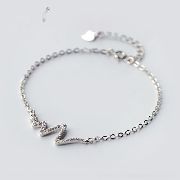 

r9ood серебра s925 моды браслет женский экг алмазные личности волна вспышка алмазов корейский простой браслет s0294 hitdj, Golden;silver