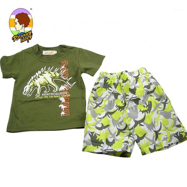 

risunnybaby children's clothing children's clothing suit summer boy and shorts cotton two-piece army green suit1, White