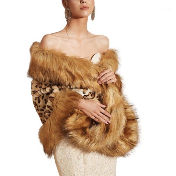 

ropalia leopard faux fur coat women winter casual faux fur leopard coat print long sleeve warm shawl cloak jacket1, Black