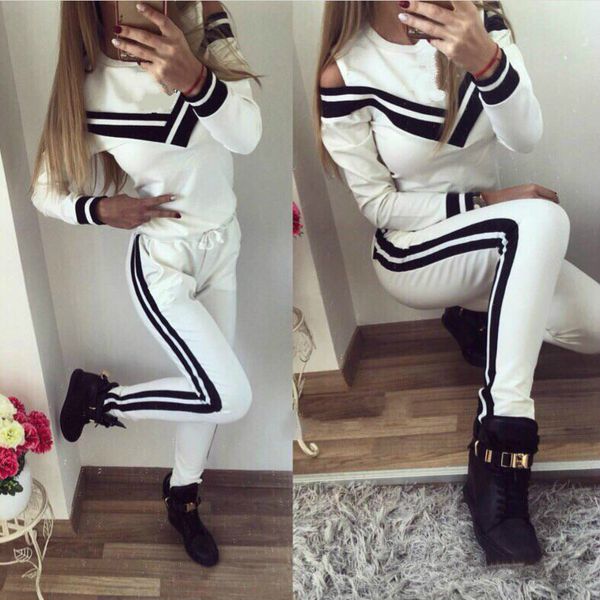 

women's tracksuits autumn and winter personalized long sleeve pullover trousers two piece fitness sportswear, Gray