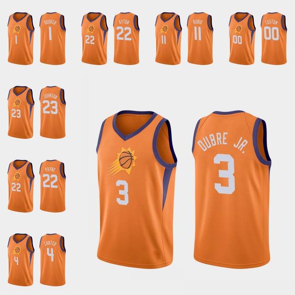 

phoenix suns men devin booker trevor ariza deandre ayton jevon carter ricky rubio nba orange custom statement jersey, Black
