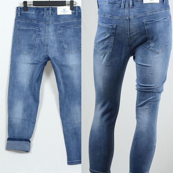 

2020 new fashion casual men's jeans soft elastic straight pants, Blue