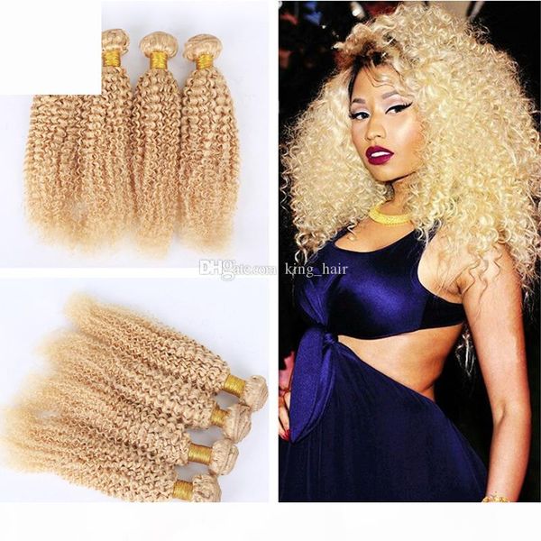 

pure color malaysian kinky curly human hair bundles pure color #613 blonde hair weaves kinky curly hair weaves 4pcs lot, Black
