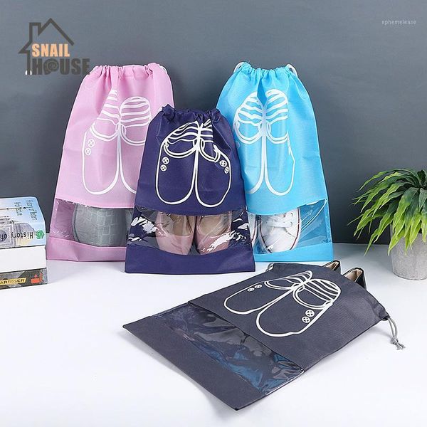 

snailhouse new non-woven foldable portable beam drawstring shoe storage bag thick travel pouch travel sundries pouch dust-proof1