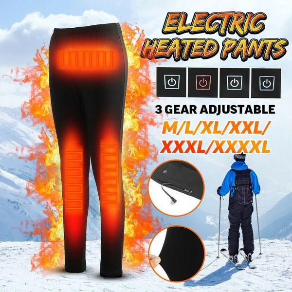 

outdoor pants women men winter hiking heating trousers slim usb charging heated skiing electric trousers1, Black;green