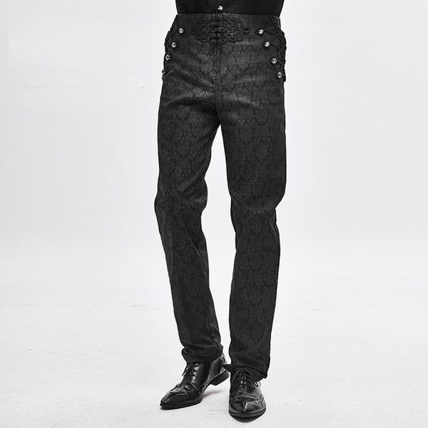 

gothic pant men autumn winter big size men clothing vintage pants casual gothic long trousers1, Black