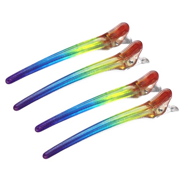 

4 pcs dividing duck bill clips clamp. hair styling clips. hairpin hairdressing sectioning for salon styling tools (rainbow, Brown