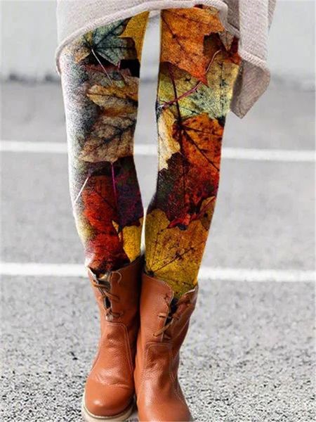 

2021 stretch waist versatile print thin bottomed pants, Black
