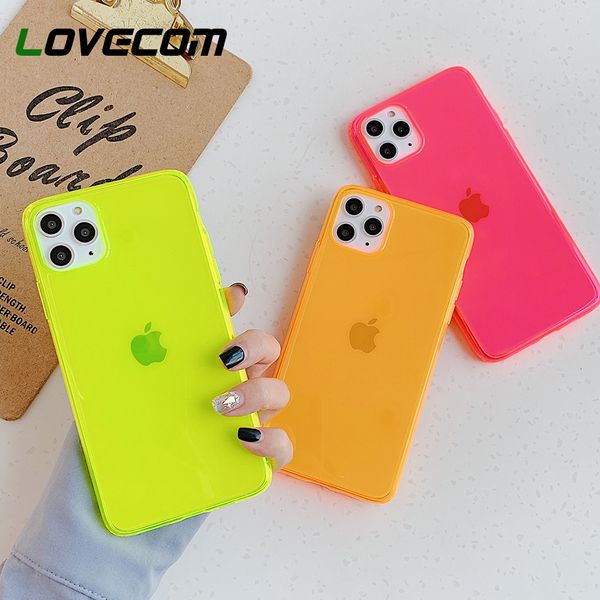 

neon fluorescent solid color phone case iphone 12 mini 11 pro max xr x xs max 7 8 plus cases soft clear back cover shell