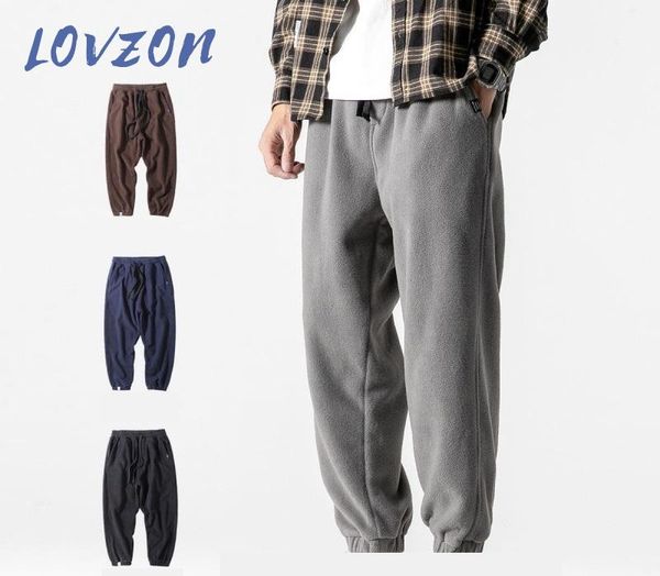 

lovzon new 2021 new loose jogging pants men fashion fleece autumn winter warm sweatpants male outdoor straight trousers hommes, Black