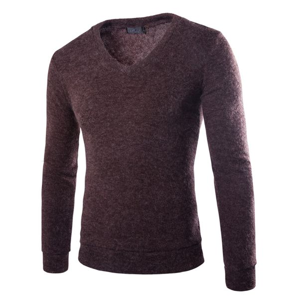 

fashion- trend v-neck thick rabbit plush california multi-color sweater men's bottoming -2xl(asian size, White;black