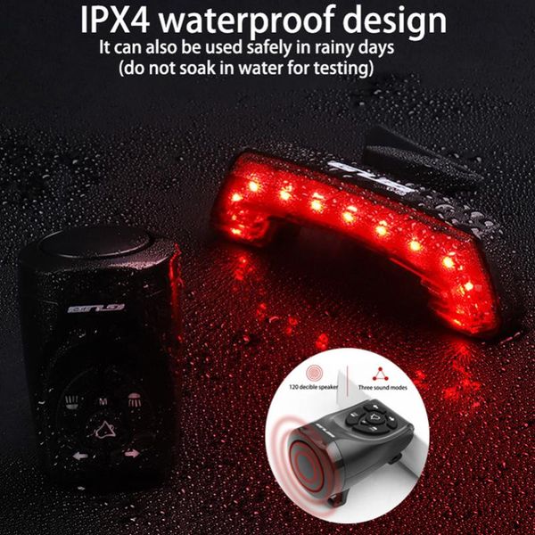

gub g-68 usb rechargeable bicycle tail light wireless remote control taillight with horn bell light waterproof led cycling parts