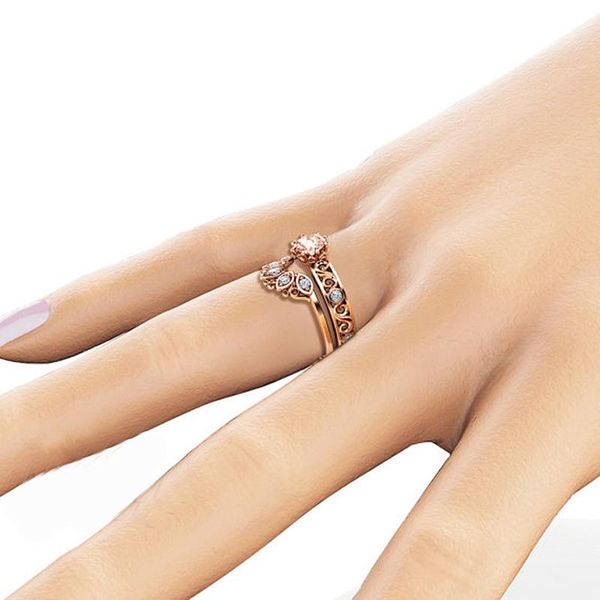 

wedding rings rose gold color ring classic exquisite temperament female models fashion inlaid zircon couples hand jewelry engagement items, Slivery;golden