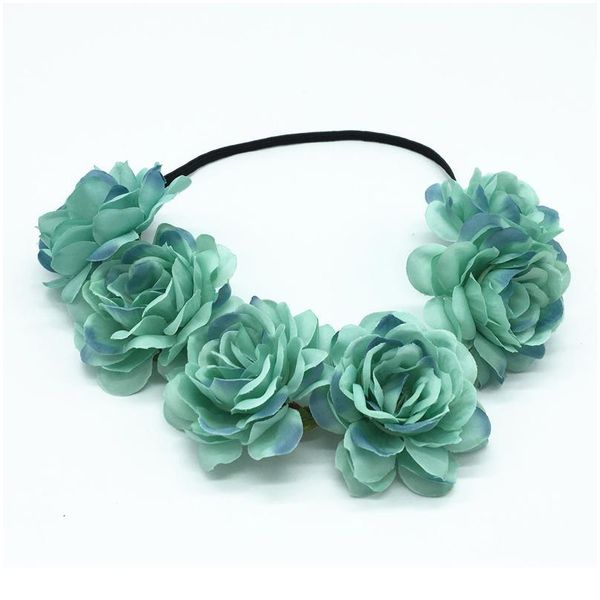 

rose flower headbands woman girls hair accessories bridal wedding rose flower crown flower wreath elastic headdress qylnvm
