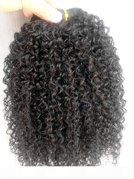 

brazilian human virgin remy hair kinky curly hair weft soft double drawn hair extensions unprocessed natural black color