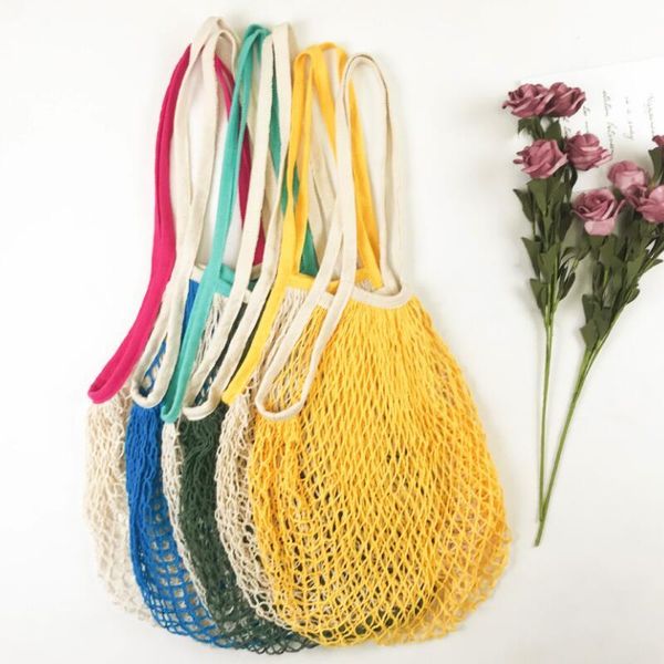 

reusable home storage bag shopping bags handbags shopper tote mesh net woven cotton string fruit handbag