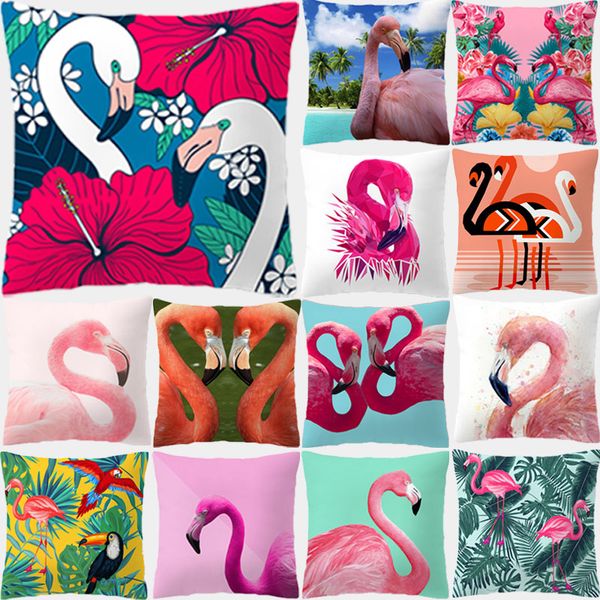 

pillowcase flamingo decorative pillows cushion cover 45x45 summer tropical plants pillow cases home decor sofa living room 10475