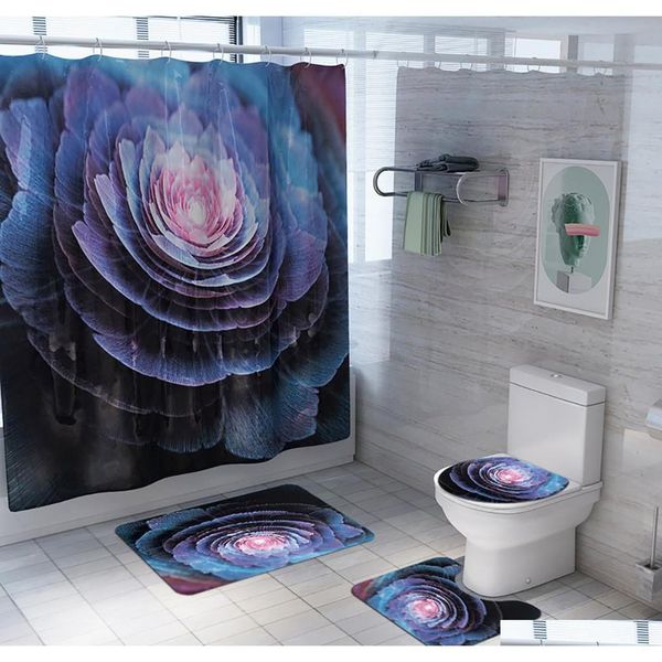 

4pcs non slip toilet polyester cover mat set bathroom shower curtain new arriv qylsaq wphome