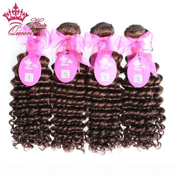 

queen hair 100% brazilian human hair deep wave hair extension weaves 4pcs lot natural brown #2 dhl fast shipping, Black