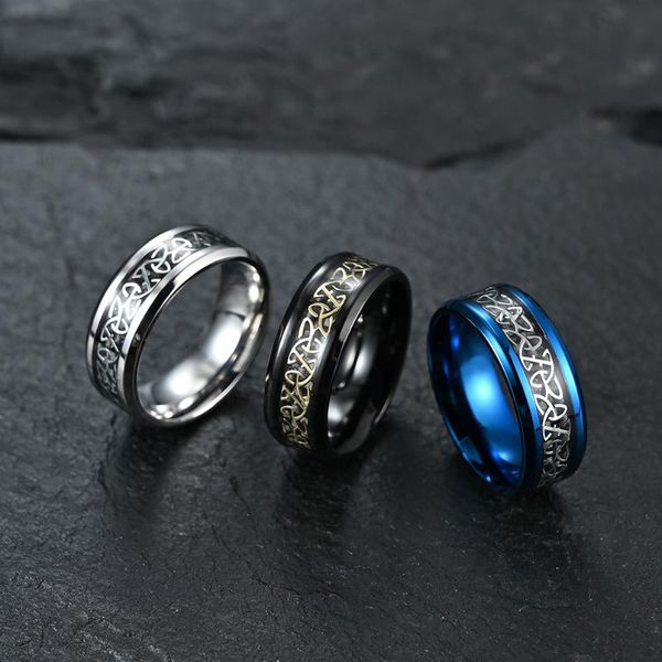 

inschic celtic heart knot stainless steel rings for couple lover blue black paired matching ring engagement gifts, Slivery;golden
