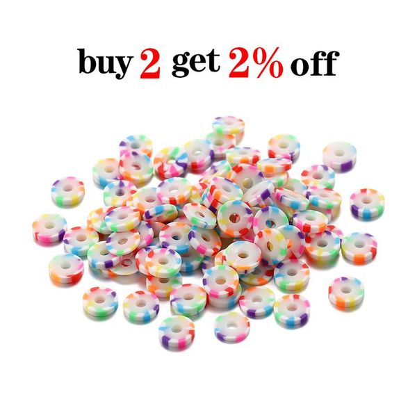 

8mm flat round polymer clay beads chip disk loose spacer handmade beads for diy jewelry making bracelet supplies co bbyncx