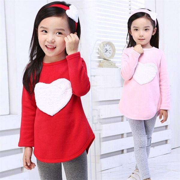 

3pcs 1pc hair band+1pc shirts+1pc pants children's clothing set girls long sleeve clothes suits red pink heart cotton y200623, White