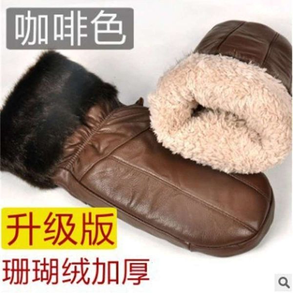 

warmth leather men' gloves and for women' riding in winter, Blue;gray