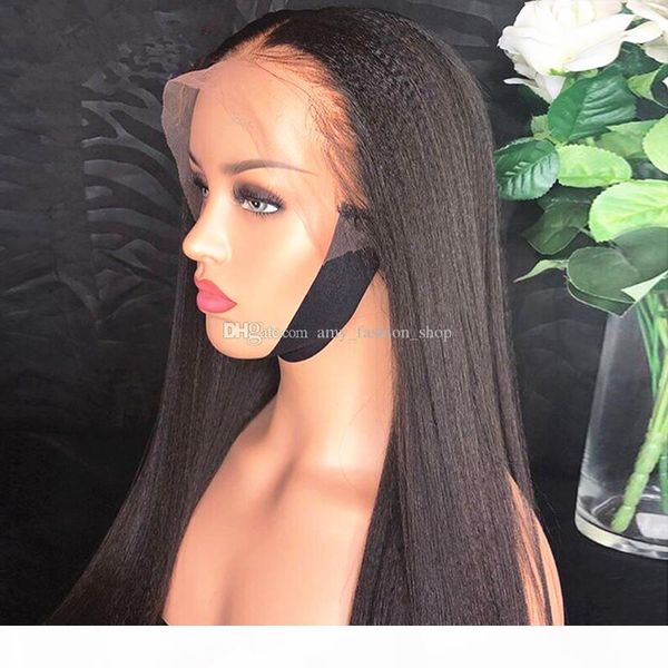

light yaki straight 13x6 lace frontal human hair wigs brazilian italian yaki wig 8-26'' remy silk human hair wigs with elastic, Black;brown